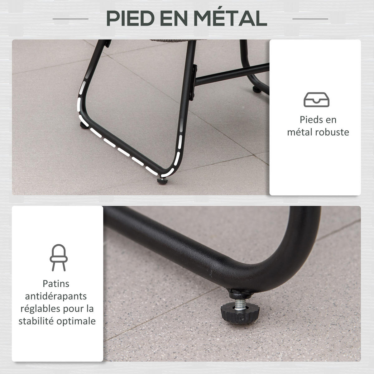 GARTENSESSEL DE-17364 mit Fußstütze & Polster, Rattan-Optik Grau - Grau, Metall (76/70/69cm) - ComfortXL