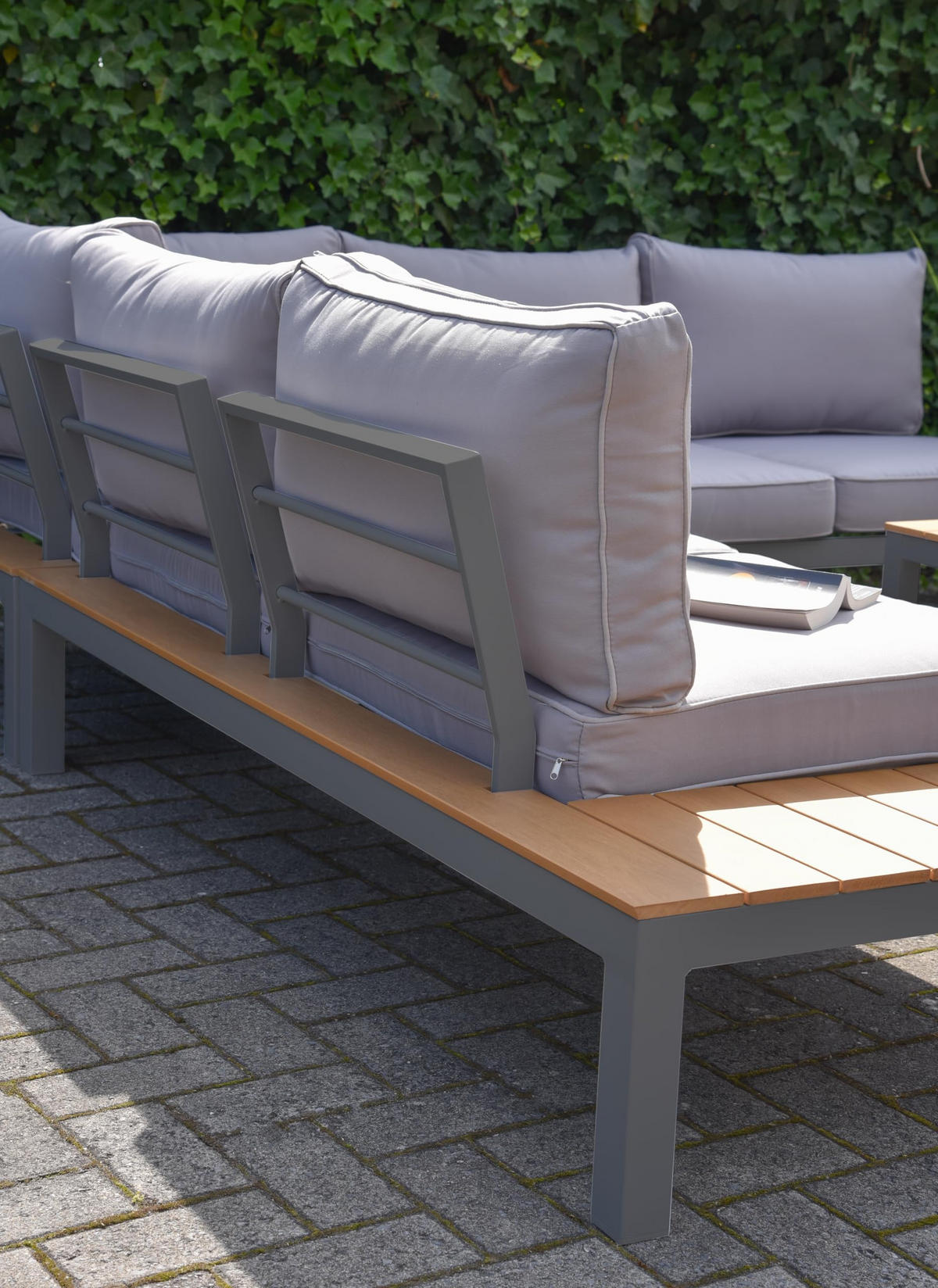 GARTENLOUNGESET Benno 4-teilig Gartenmöbel - Grau, Kunststoff - DELUKE