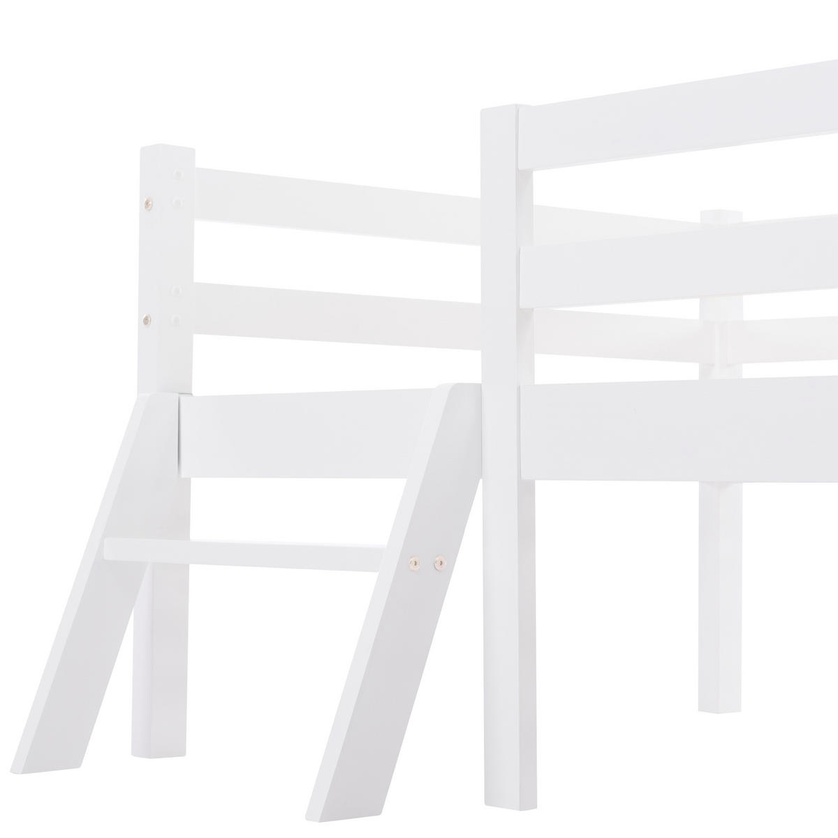 HAUSBETT 90/200 cm DE-00491, in Weiß, Leiter und Schublade Weiß - Weiß, Holz (90/200cm) - ComfortXL