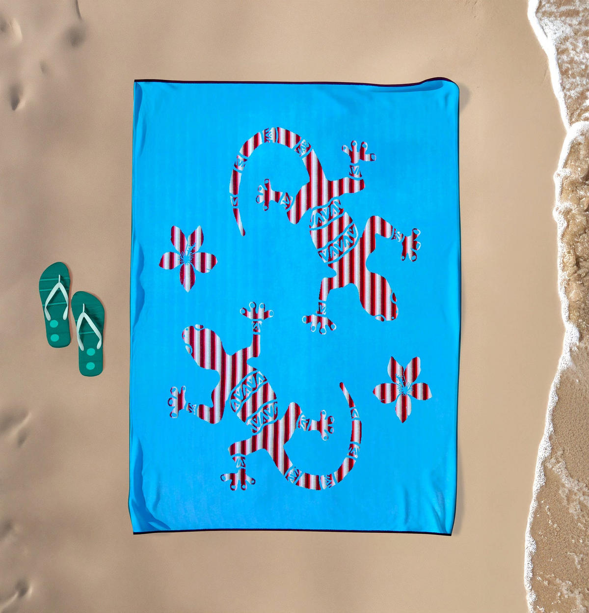 STRANDTUCH aus Veloursfrottee Jacquard Blau 140x180 400g/m² - Carvao - Blau, Textil (140/180cm) - LE COMPTOIR DE LA PLAGE