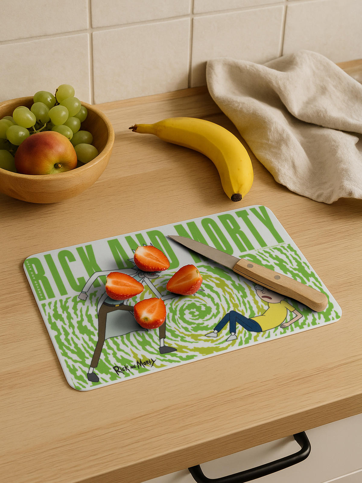 BRETTCHEN Rick and Morty Swirl Grün 14,5 x 23,5 cm - Weiß, Kunststoff (14.5/23.5cm) - United Labels