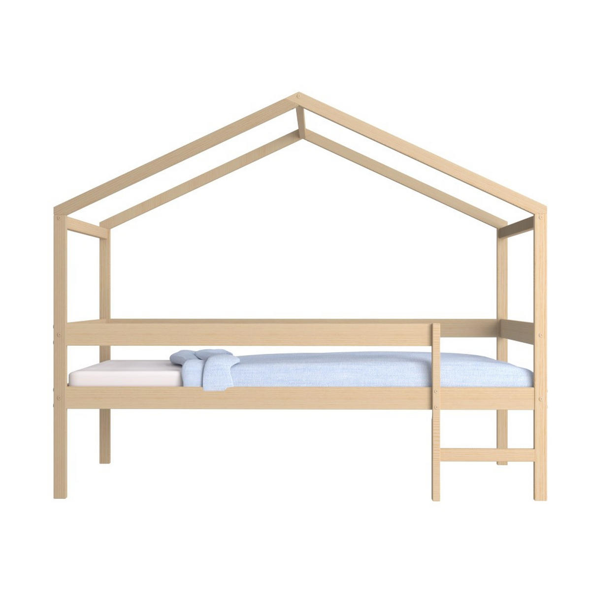 HAUSBETT MIKA + Lattenrost + Matratze/ Kinderbett 90x190 - Naturholz - Naturfarben, Holz (90/190cm) - Weber Industries