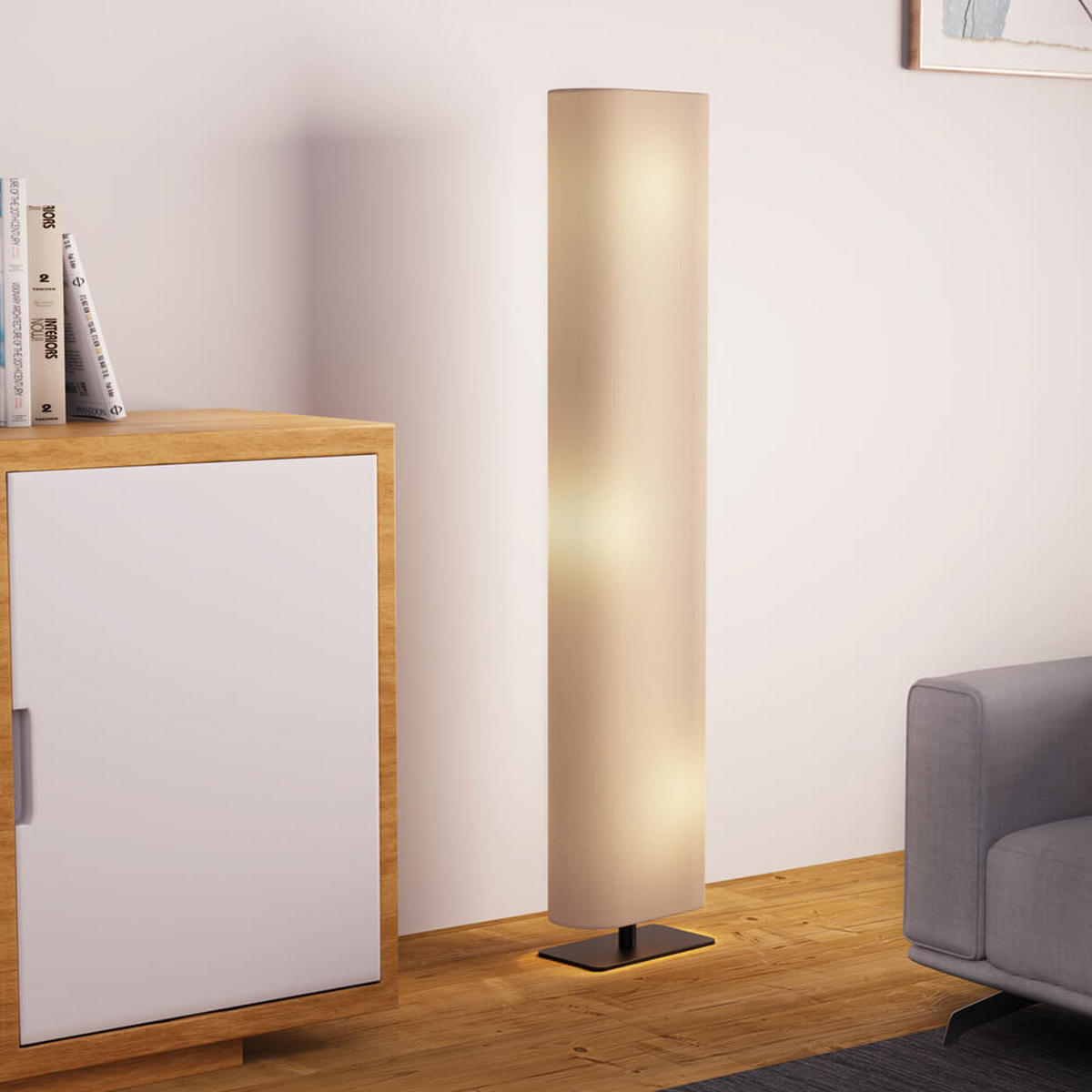 STEHLAMPE SUKO - Beige, Stehlampe - Beige, Textil (13/26/120cm) - Home Deluxe