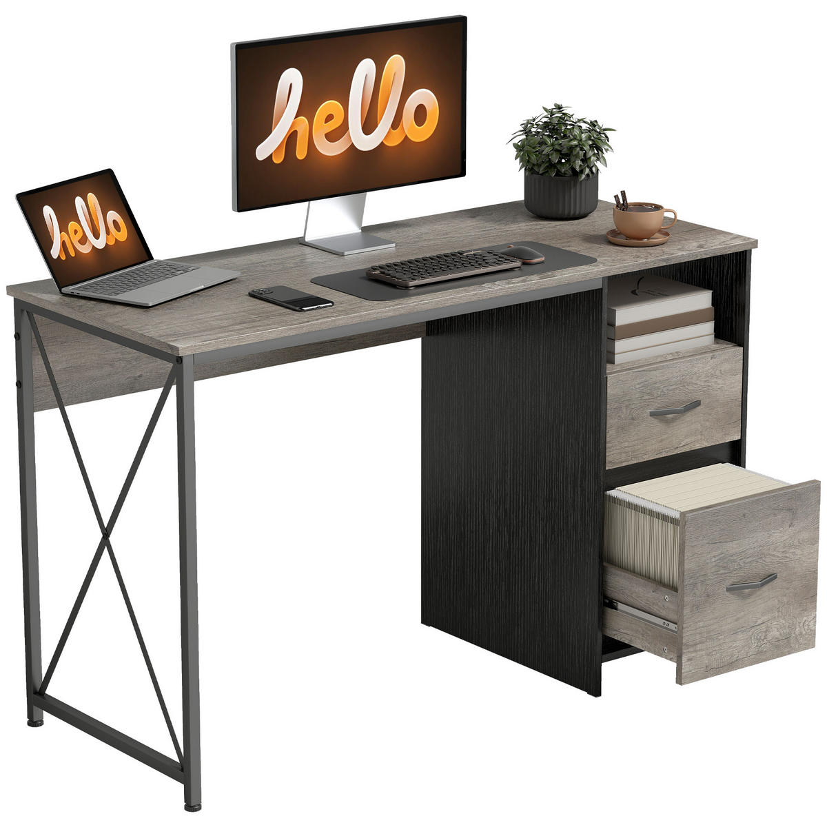 BÜROTISCH Hellgrau 1 Stück - Hellgrau, Holzwerkstoff (50/120/76cm) - GiPP
