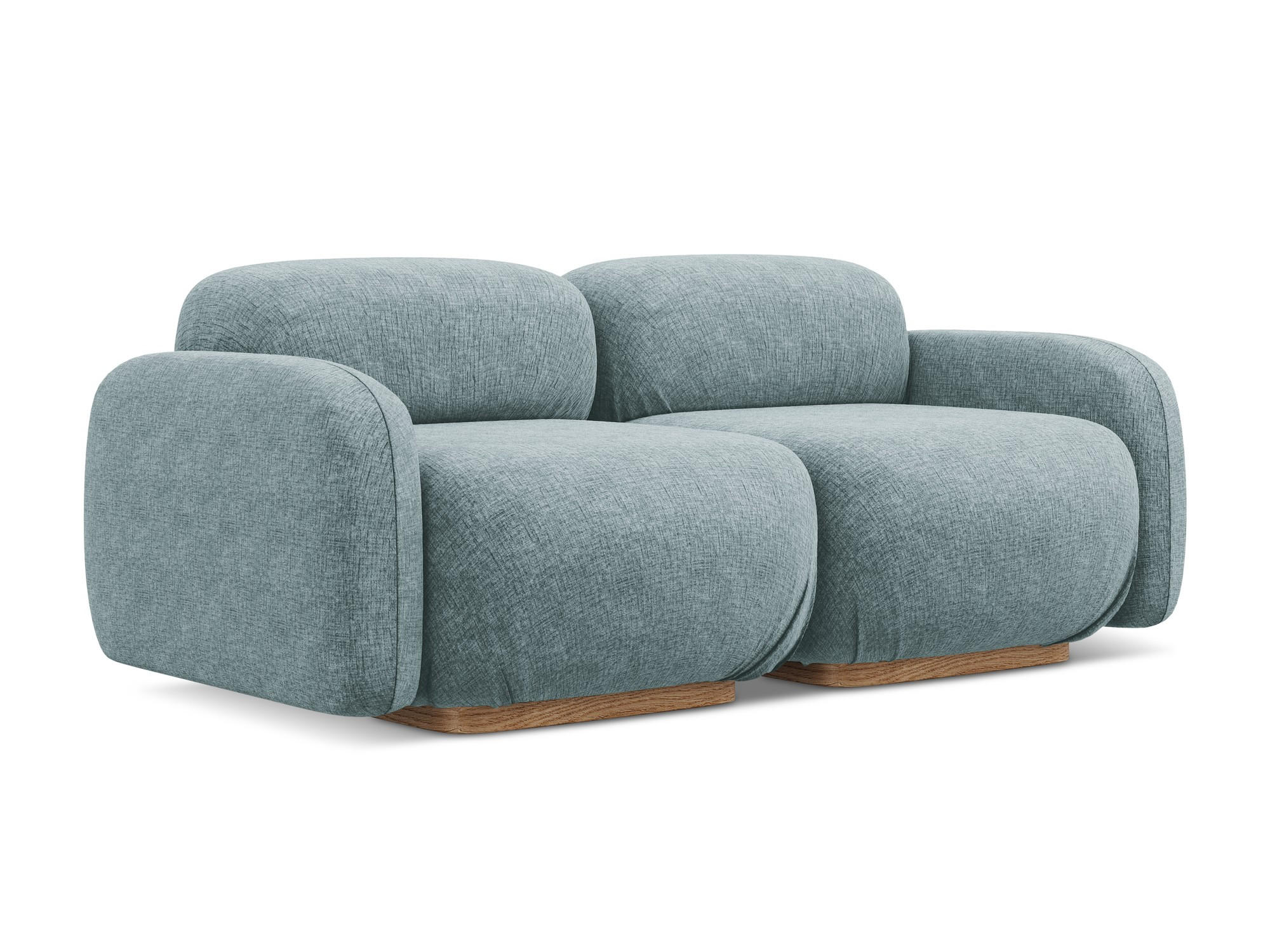 3-SITZER SOFA Chenille Stoff Blau - Blau/Blaugrau, Holz/Textil (190/73/95cm) - Makamii