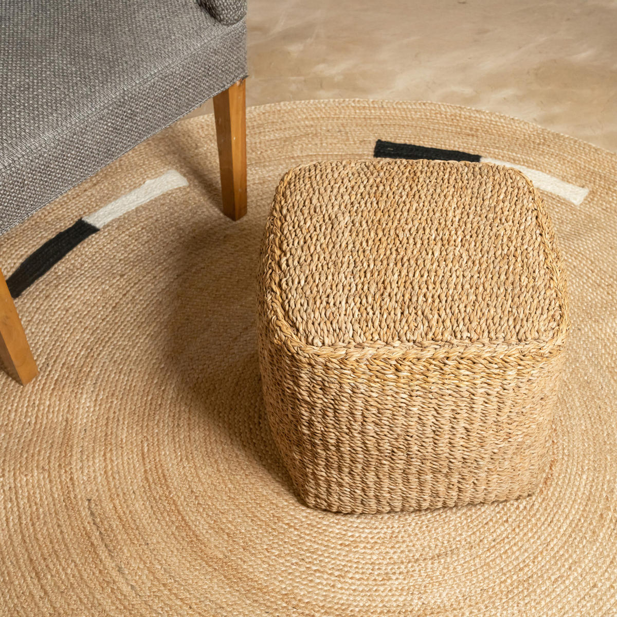 POUF Jute Braun - Braun, Textil (40/40/40cm) - Nordlys