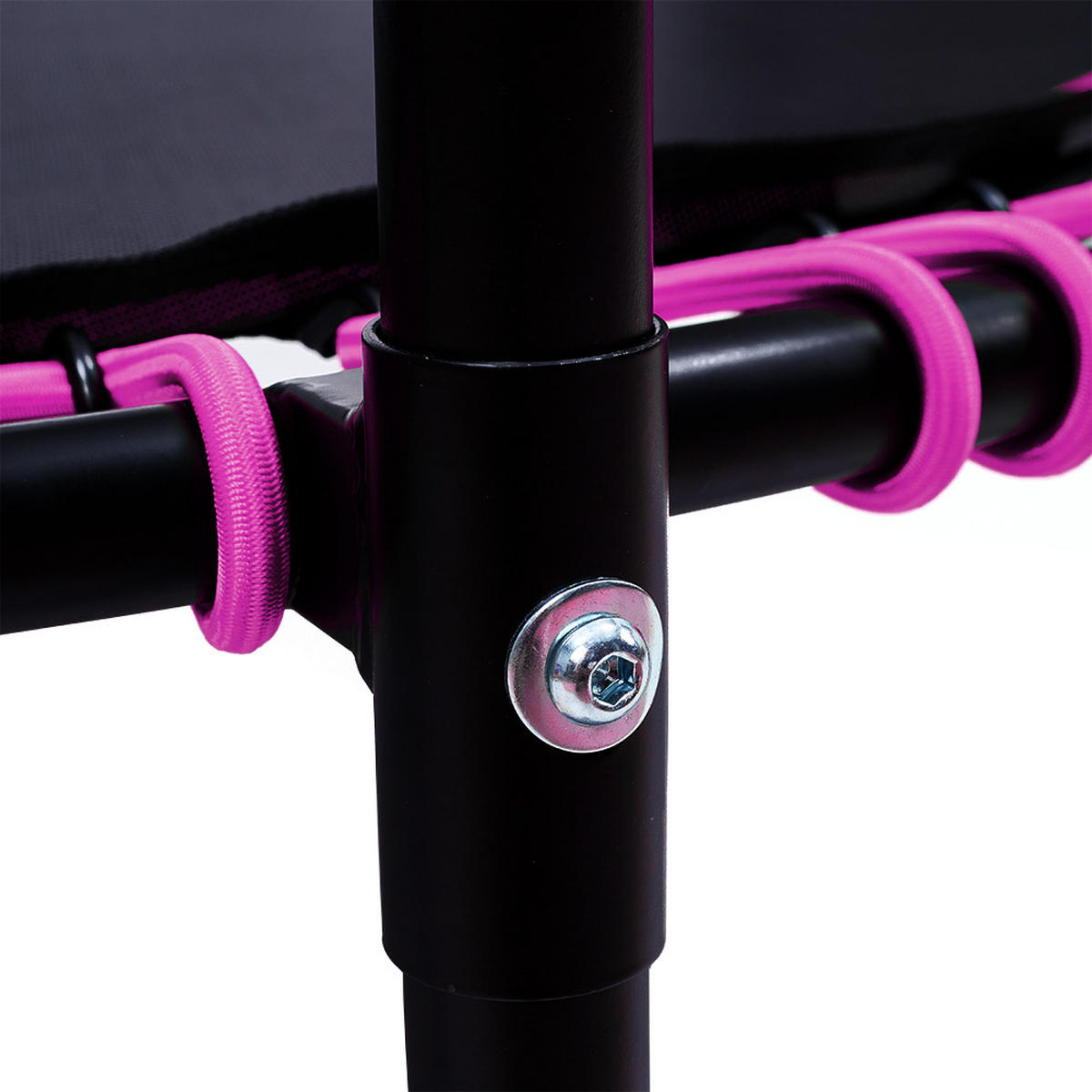48-ZOLL-RUNDTRAMPOLIN mit Bungee-Seilen und verstellbarem T-Griff Faltbar aus Stahl Oxford-Gewebe Gummiseil in Schwarz Rosa 122 x 122 Tx 123 cm - Pink, Metall (122/122cm) - Livingandhome