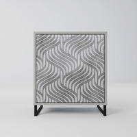 SIDEBOARD CONCRETE MOVEMENT, Grau, 57,5x42x67,5 cm, Schwarze Metall-Rahmenfüße - Multicolor/Schwarz, Holzwerkstoff/Metall (57.5/67.5/42cm) - SpaceRebels