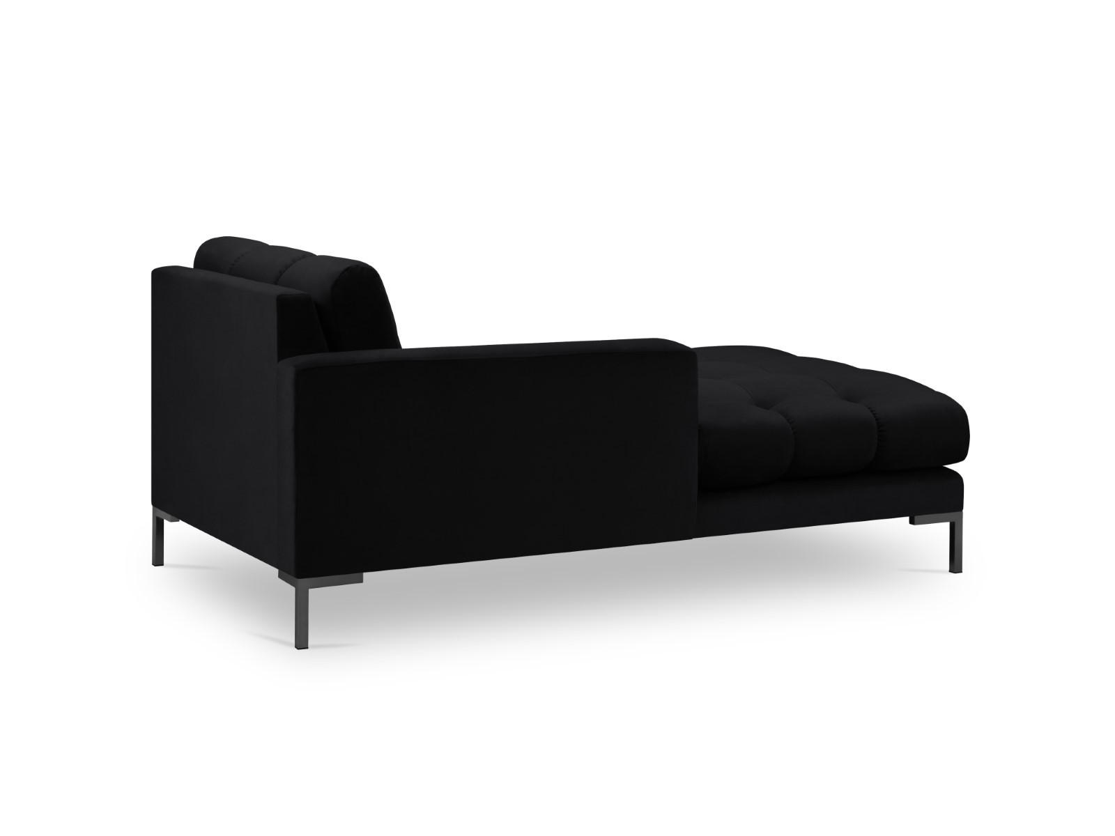 CHAISELONGUE links Mamaia aus Samt schwarz - Schwarz, Textil (102/75/185cm) - Micadoni