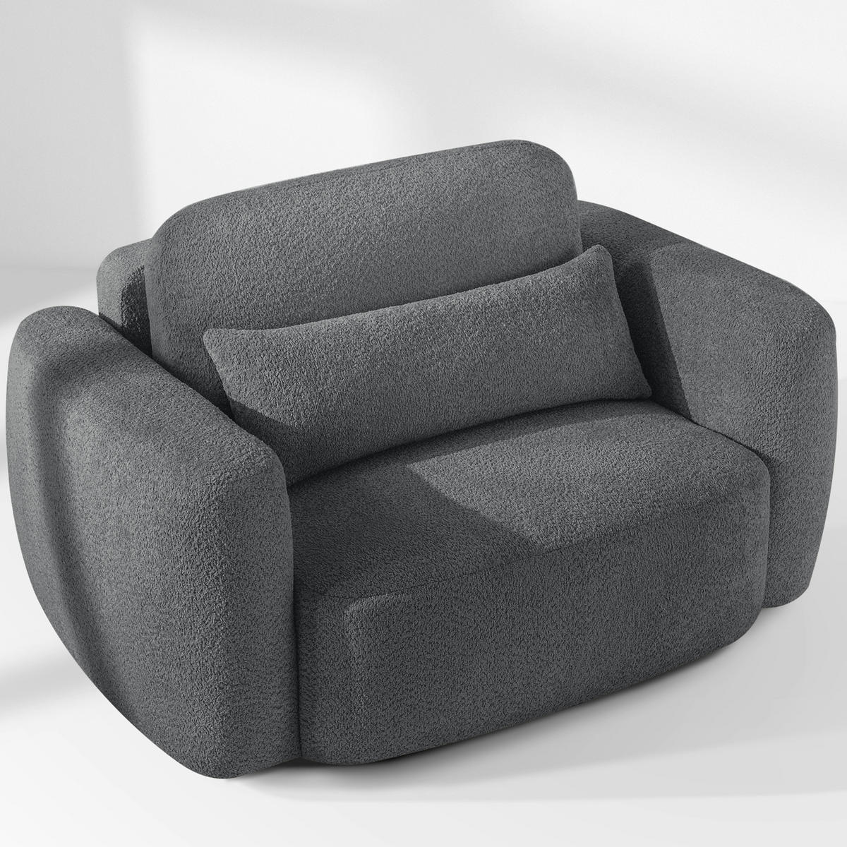 SESSEL ELOSA - Dunkelgrau, Holz/Textil (145/85/115cm) - KONSIMO®