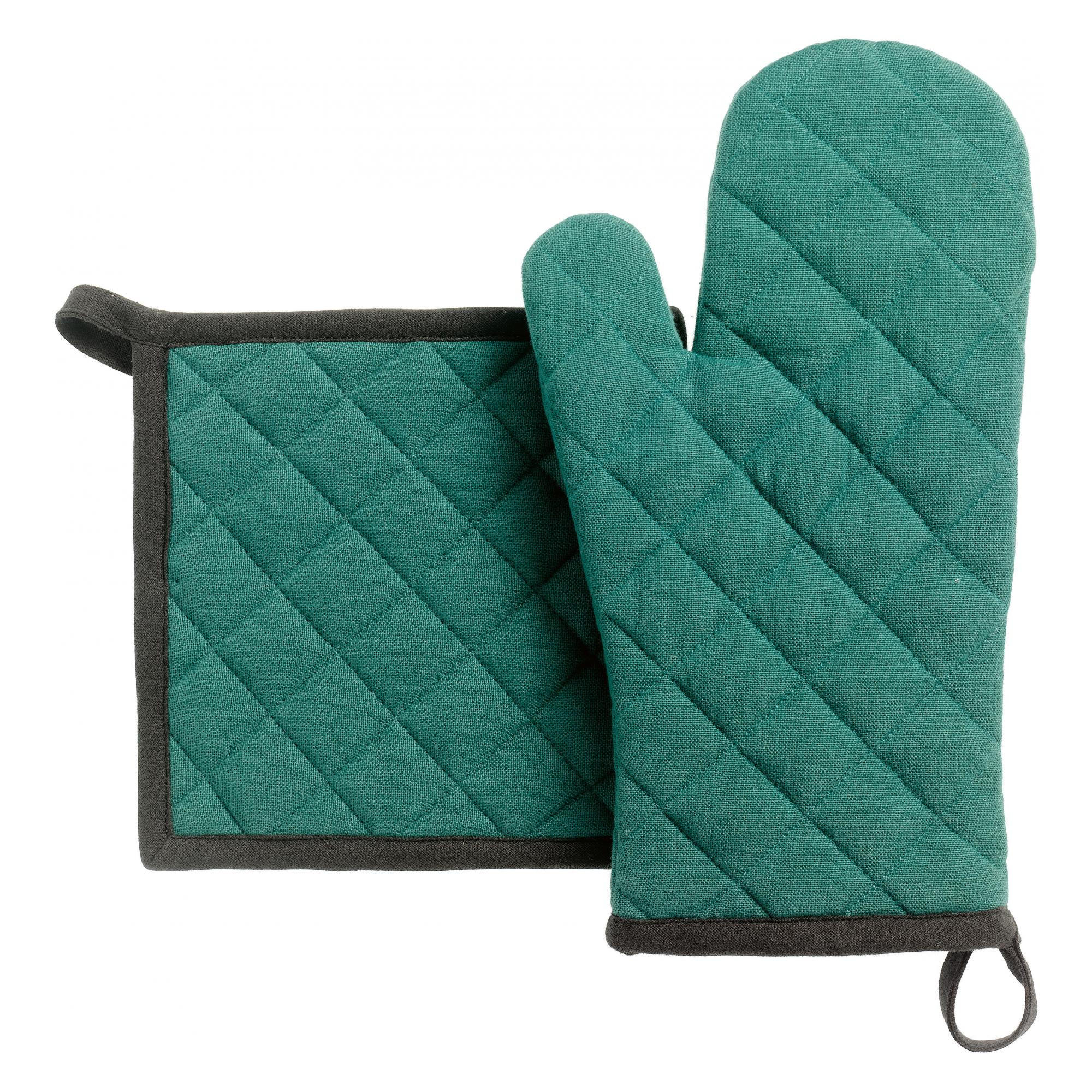 SET AUS RECYCELTEM TOPFLAPPEN/OFENHANDSCHUH Grace pfau 15 x 32 cm - Blau, Textil (15/32cm) - Winkler