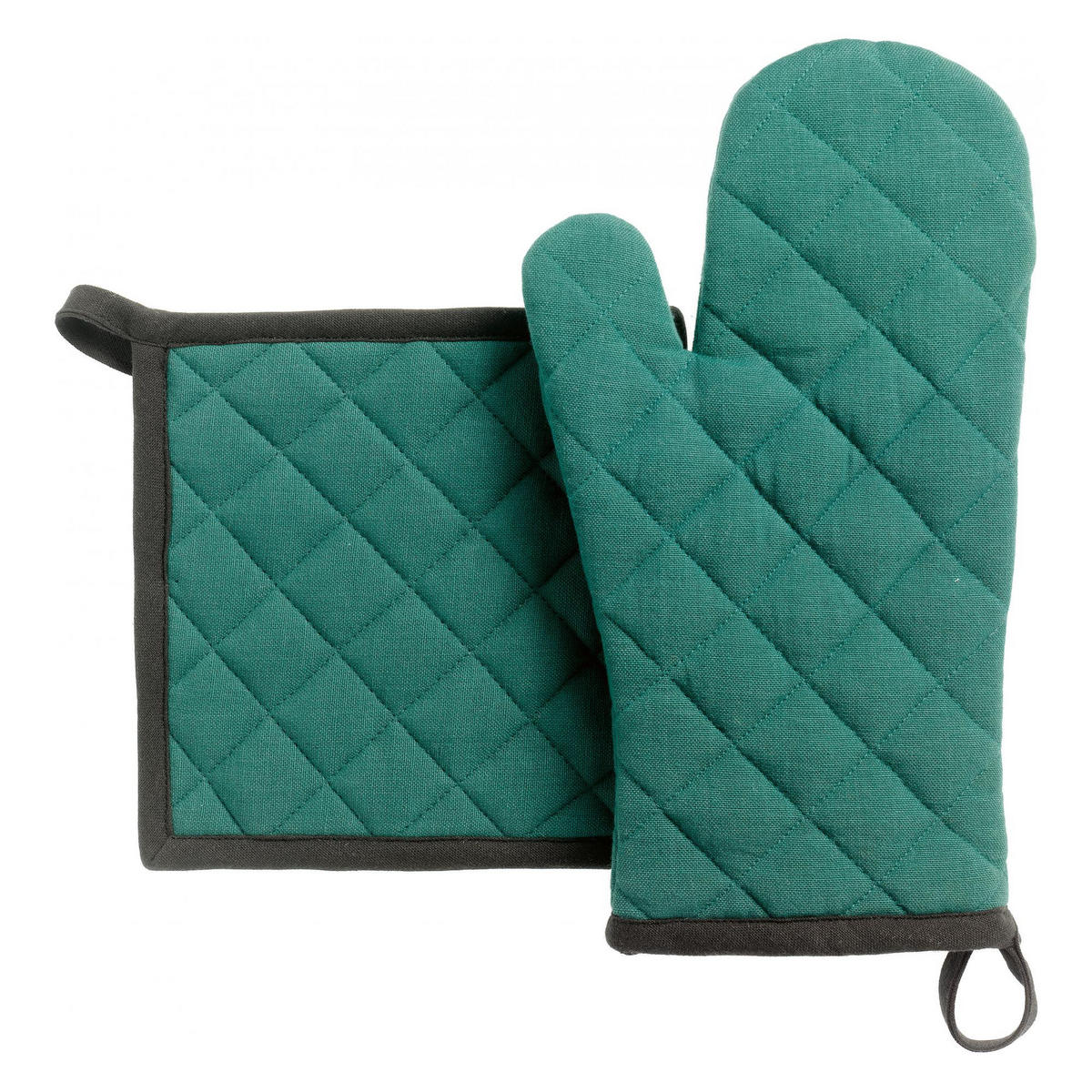 SET AUS RECYCELTEM TOPFLAPPEN/OFENHANDSCHUH Grace pfau 15 x 32 cm - Blau, Textil (15/32cm) - Winkler