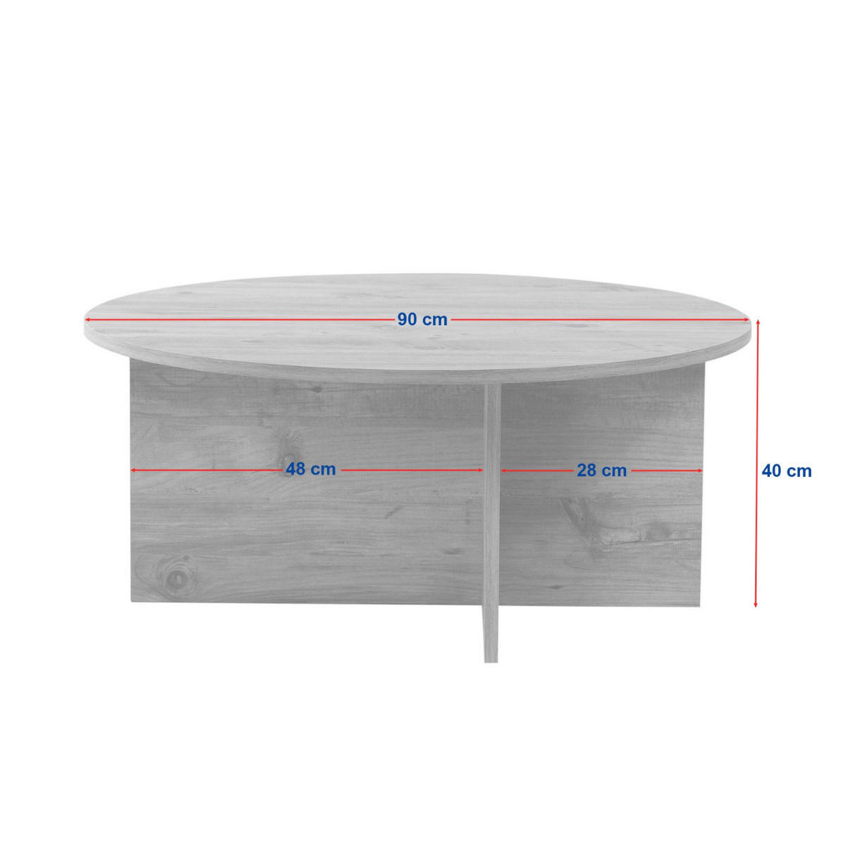 COUCHTISCH mit abgerundeter Platte - soleil 90/90/40 cm - Eichefarben, Holzwerkstoff (90/90/40cm) - Calicosy