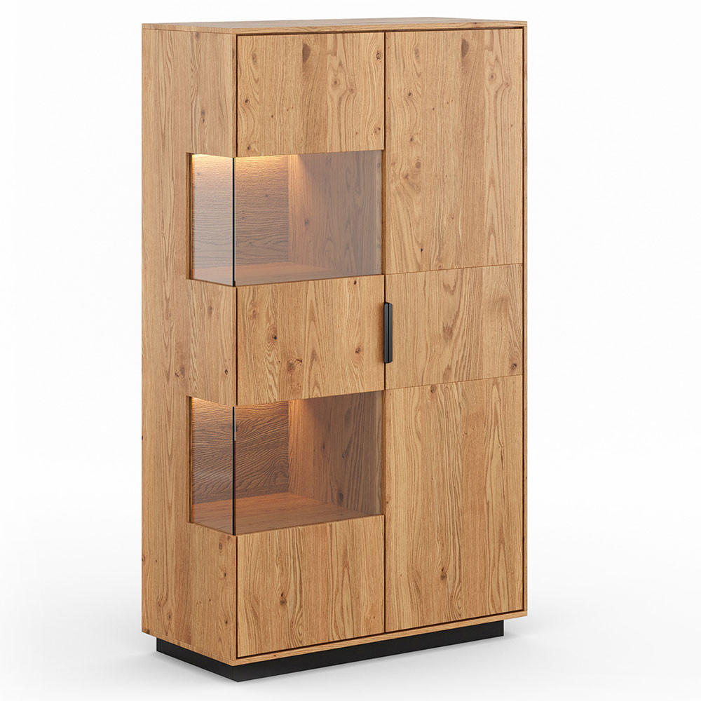 VITRINE Tirano Eiche Natur 83 / 39 / 147cm - Eichefarben/Schwarz, Holz/Metall (83/147/39cm) - Feldmann-Wohnen