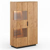 VITRINE Tirano Eiche Natur 83 / 39 / 147cm - Eichefarben/Schwarz, Holz/Metall (83/147/39cm) - Feldmann-Wohnen