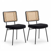 STÜHLE 2er-Set Esszimmerstuhl,Massivholz,Chenille,Schwarz - Schwarz, Textil (47/82/58cm) - LVHOM