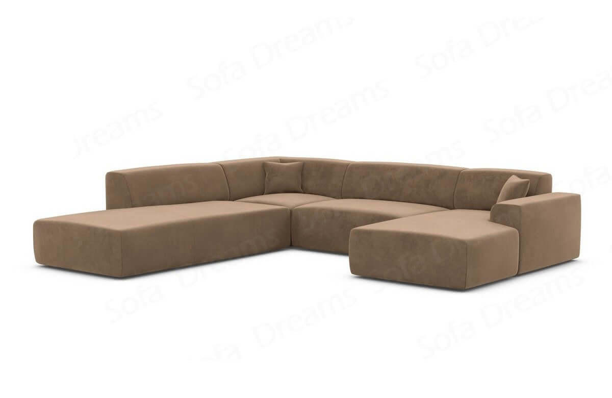 WOHNLANDSCHAFT Genova Braun Samtstoff - Braun, Kunststoff (326/70/263cm)