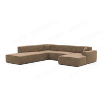 WOHNLANDSCHAFT Genova Braun Samtstoff - Braun, Kunststoff (326/70/263cm)
