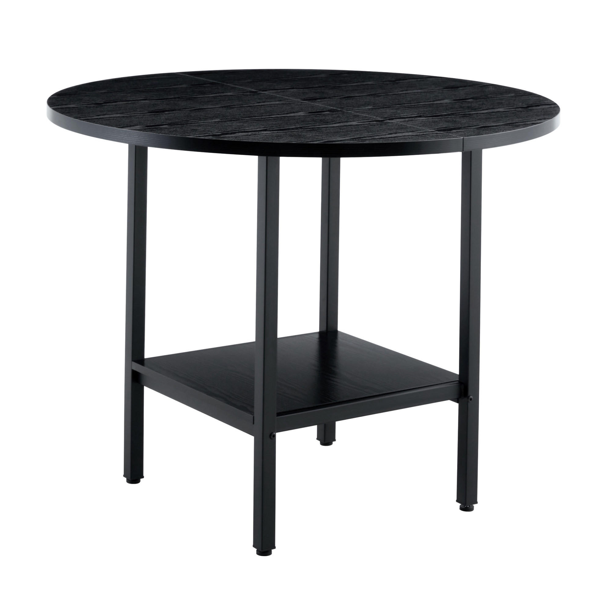 ESSTISCH 100/100/77 cm Schwarz aus MDF und Metall mit Stauraumregal - Schwarz, Holzwerkstoff (100/100/77cm) - OKMYHOME