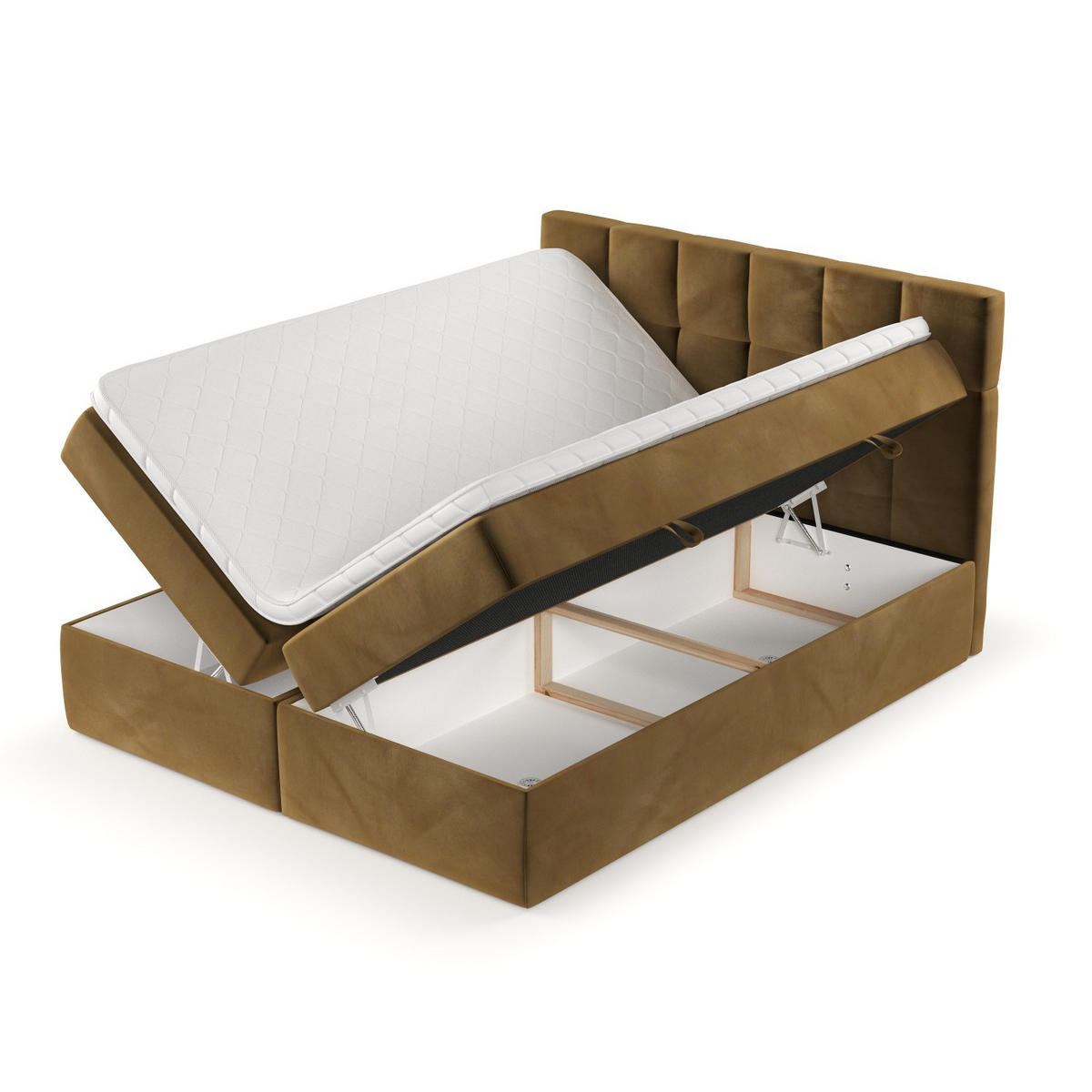 POSTEL BOXSPRING VARENO 180/200 Medově žlutá - černá/med, kov/dřevo (180/200cm) - AltaBeds