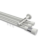 INNENLAUF-GARDINENSTANGEN-SET Siteno Tanara 280 cm (geteilt in 2 x 140 cm), 3-läufig, 20 mm Ø Weiß - Chromfarben/Schwarz, Metall (280cm) - INTERDECO