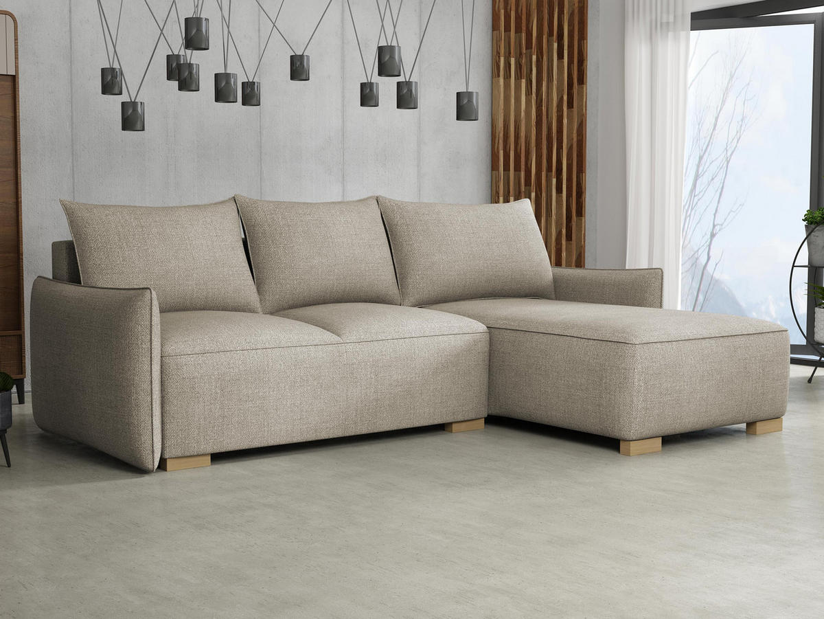 ECKSCHLAFSOFA Focus L - Naturfarben, Holz/Textil (240/155cm) - MIRJAN24
