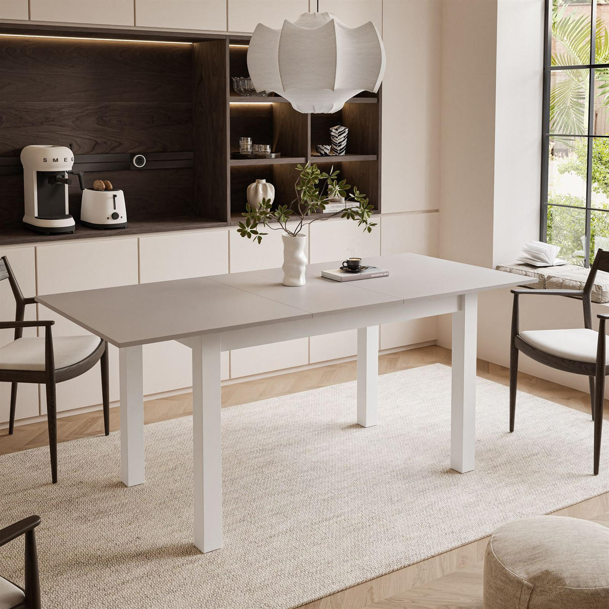ESSTISCH ARTON 140-195 cm für 6-8 Personen - Beige/Weiß, Holzwerkstoff/Metall (140/80/77cm) - Lookway