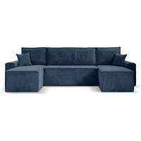 WOHNLANDSCHAFT Hektor U mit Schlaffunktion dunkelblau - Schwarz/Dunkelblau, Kunststoff/Textil (318/94/152cm) - Beautysofa