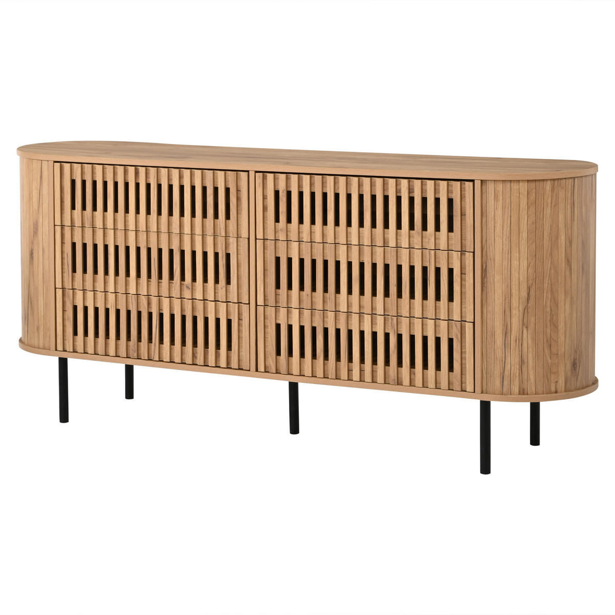 PŘÍBORNÍK Přírodní se 6 zásuvkami, 160 × 40 × 70 cm - přírodní, kompozitní dřevo (160/70/40cm) - Urban Meuble