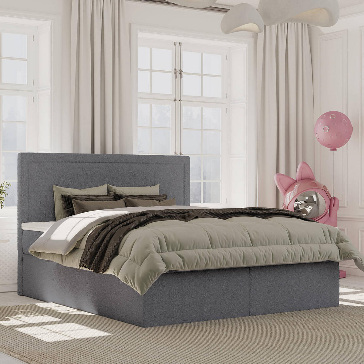 BOXBETT Jodan 200/200 cm Anthrazit im Baloo Stoff - Anthrazit/Schwarz, Holz/Holzwerkstoff (200/200cm) - AltaBeds