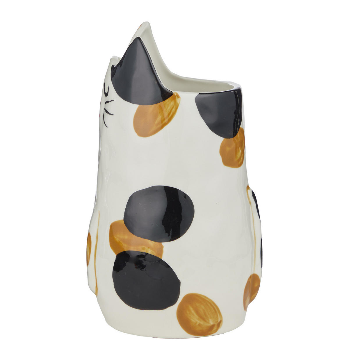 VASE Pablo Katze - Steingut - Beige - Beige/Schwarz, Keramik (20cm) - Butlers