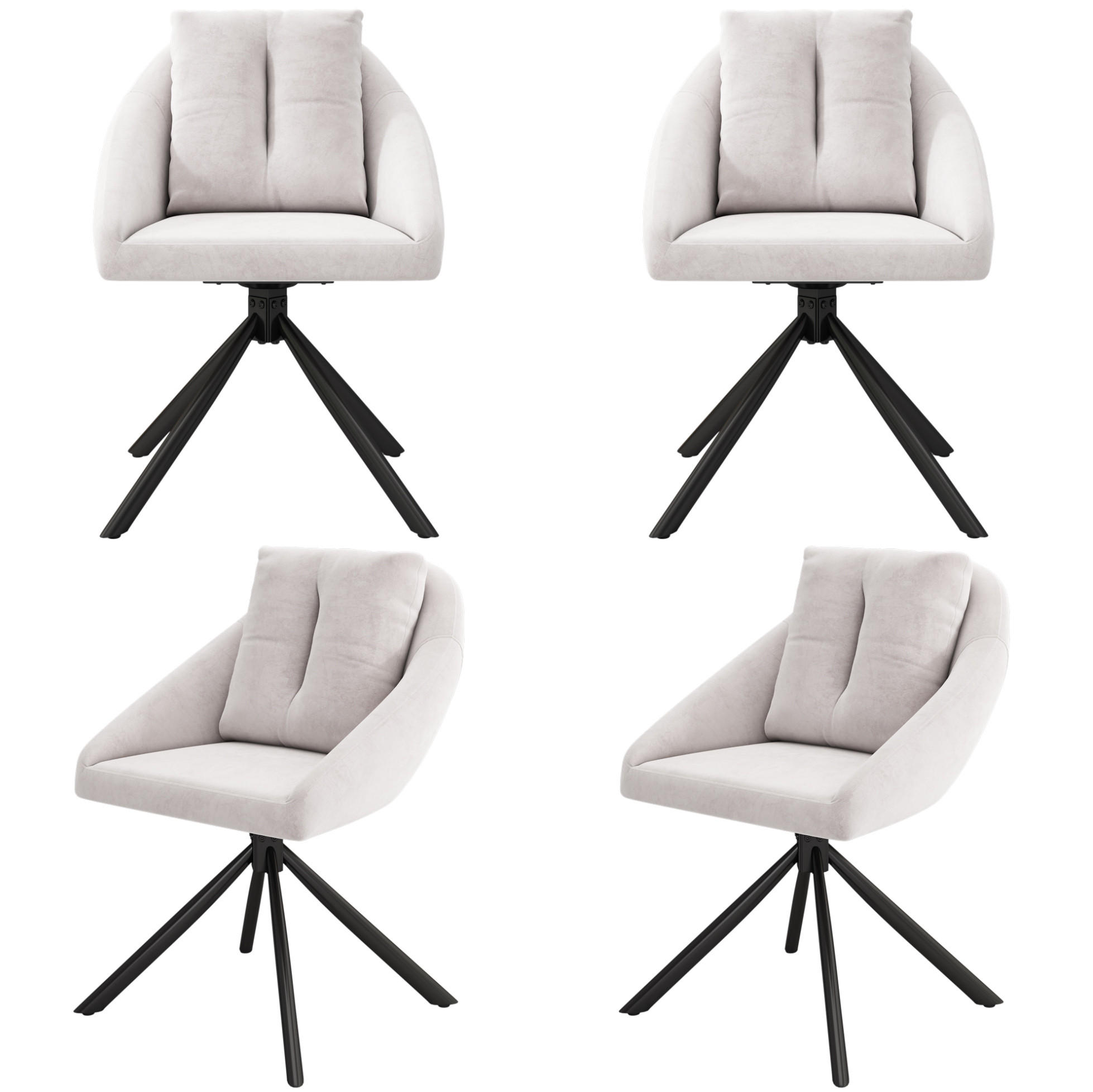 DREHSTUHL mit Rollen Samt Beige 4er-Set - Beige, Metall (54/79/65.1cm) - Meubliv
