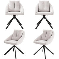DREHSTUHL mit Rollen Samt Beige 4er-Set - Beige, Metall (54/79/65.1cm) - Meubliv