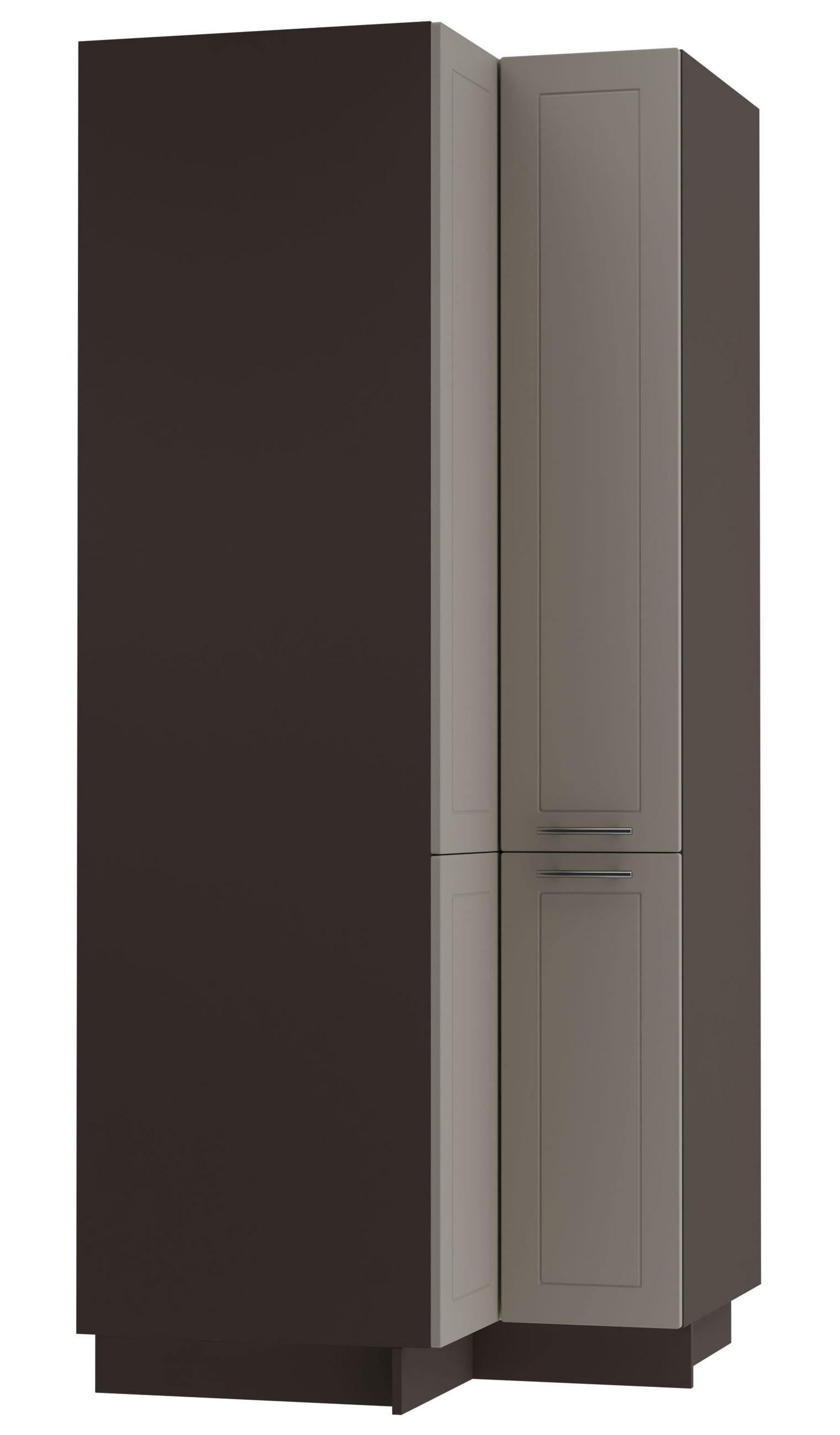 ECKVORRATSSCHRANK Kvantum D24N/207 Lava / Beige Matt - Dunkelgrau/Beige, Holz/Holzwerkstoff (90/207/90cm) - Feldmann-Wohnen