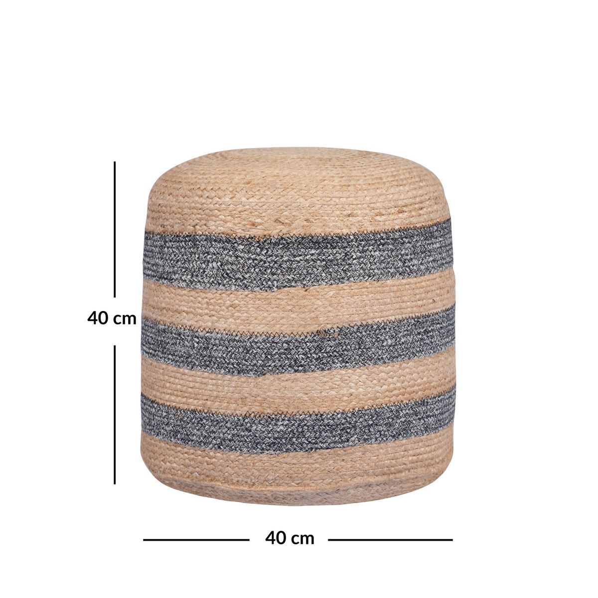 POUF Jute Braun - Braun, Textil (40/40/40cm) - Nordlys