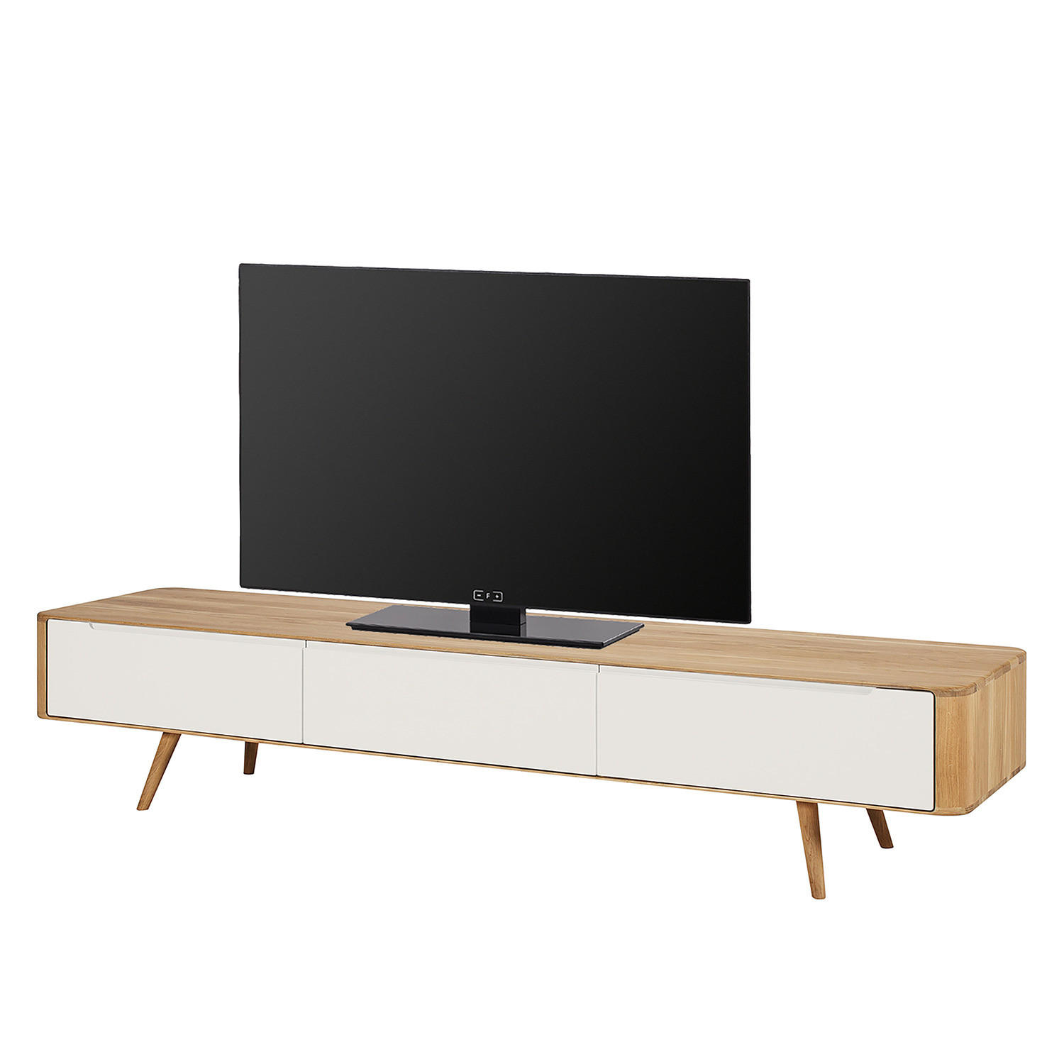 TV-LOWBOARD - Wildeiche teilmassiv - Wildeiche/Weiß, Holzwerkstoff (225/45/42cm) - home24