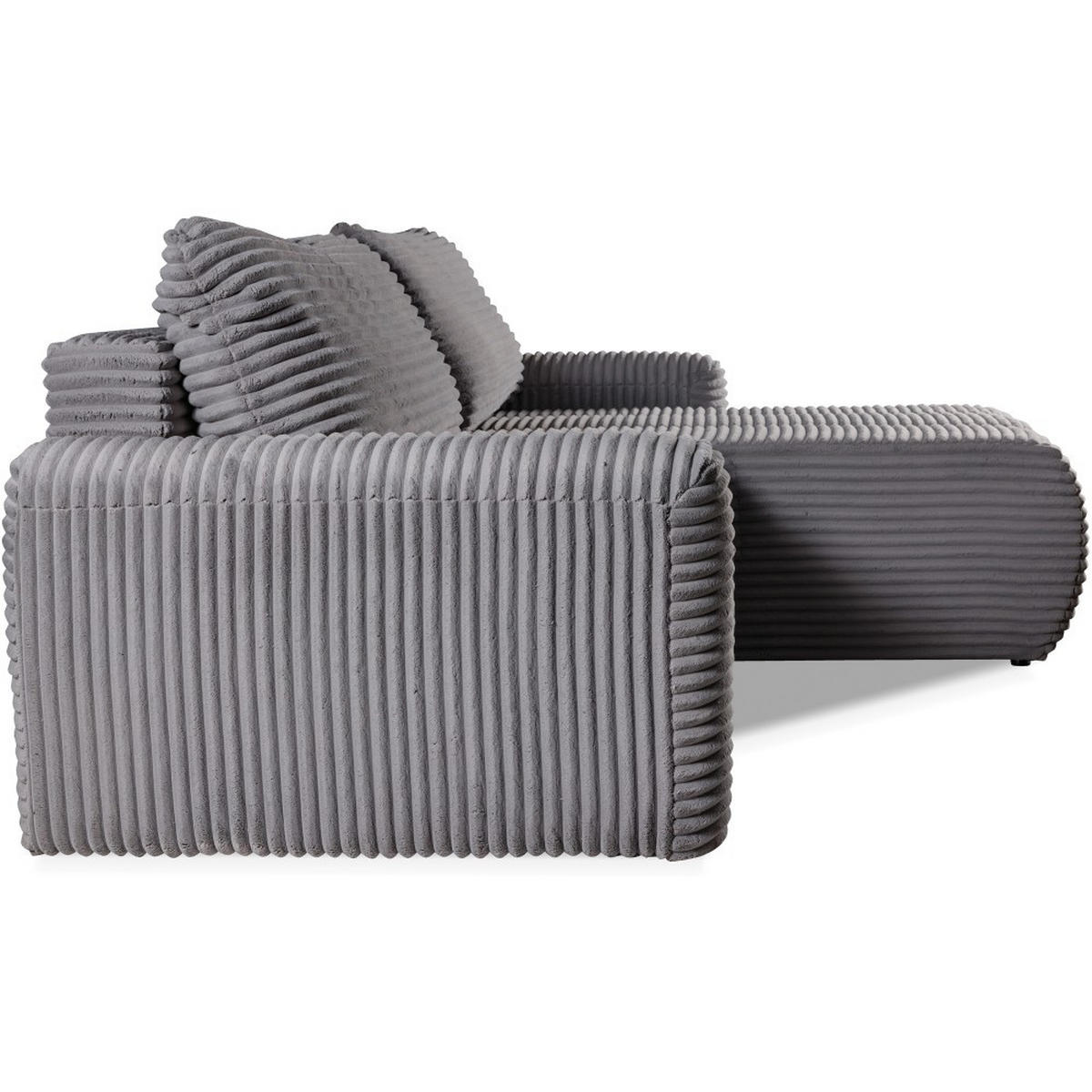 ECKSCHLAFSOFA Cavo mit Bettkasten, universelle Ottomane, Grau - Schwarz/Grau, Textil (264/157cm) - Beautysofa