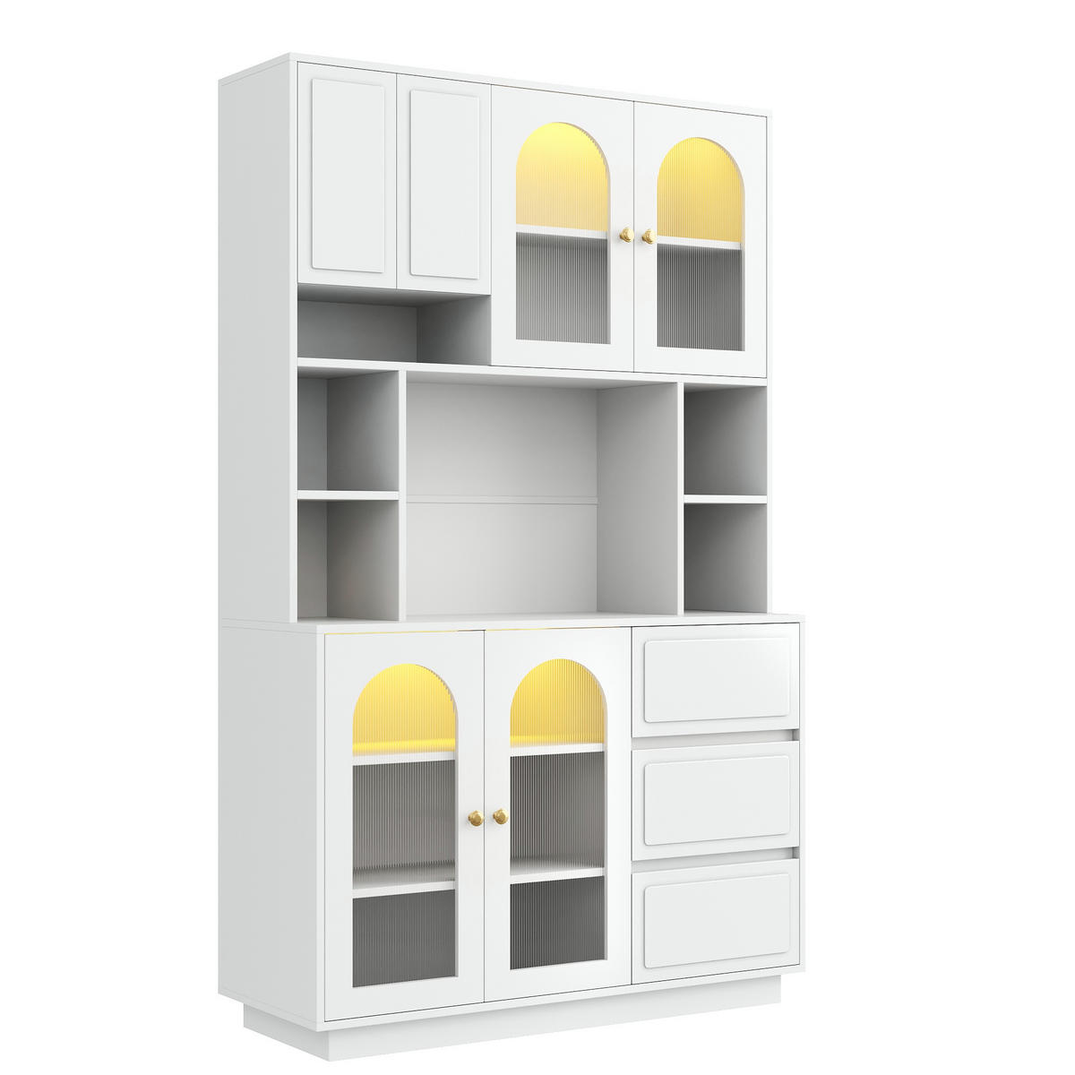 GESCHIRRSCHRANK Acryl Türen LED Bar Weiß - Weiß, Holzwerkstoff (106/175/30cm) - FLIEKS