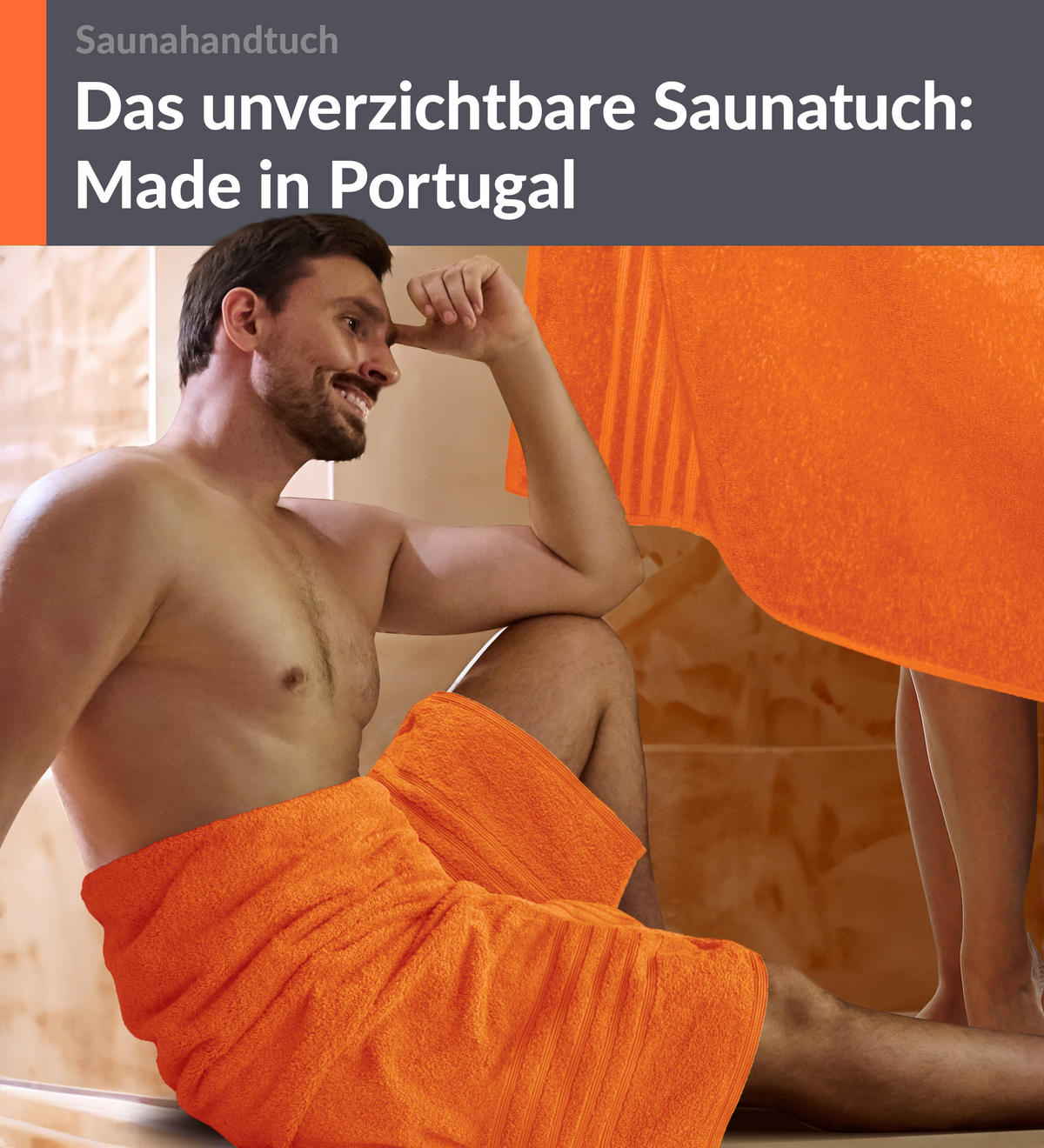 SAUNATUCH 80x200 cm 2er Set London Clementinen Orange - Orange, Textil (80/200cm) - Lashuma