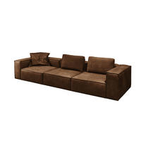 SOFA CARMO Braun Leder - Dunkelbraun/Schwarz, Leder/Kunststoff (366/68/118cm) - KAWOLA
