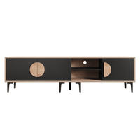 TV-SCHRANK 180/35/49 cm Schwarz mit 3 Türen für 80 Zoll - Eichefarben, Holzwerkstoff (180/49/35cm) - Oxeza