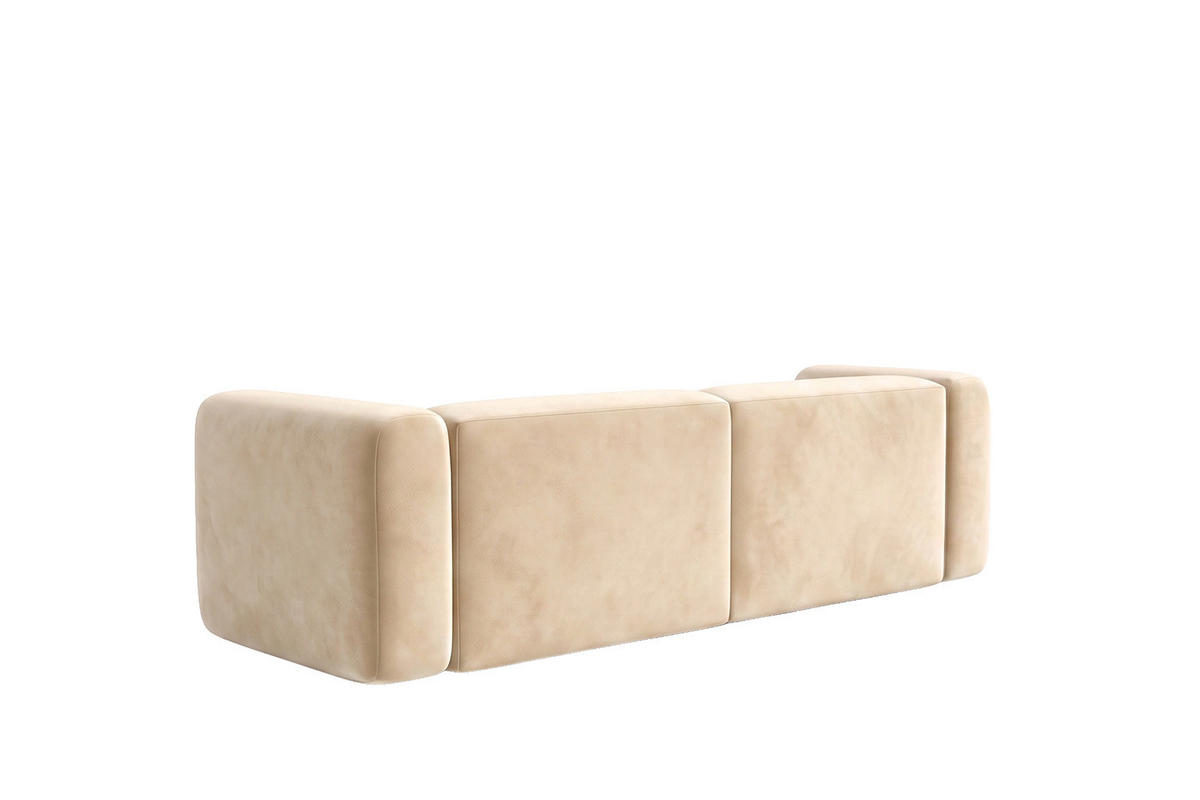 SOFA 2-Sitzer, Velvet-Stoff Bluvel, Creme, GRETA - Creme, Holz (228/70/89cm) - Kaiser Möbel