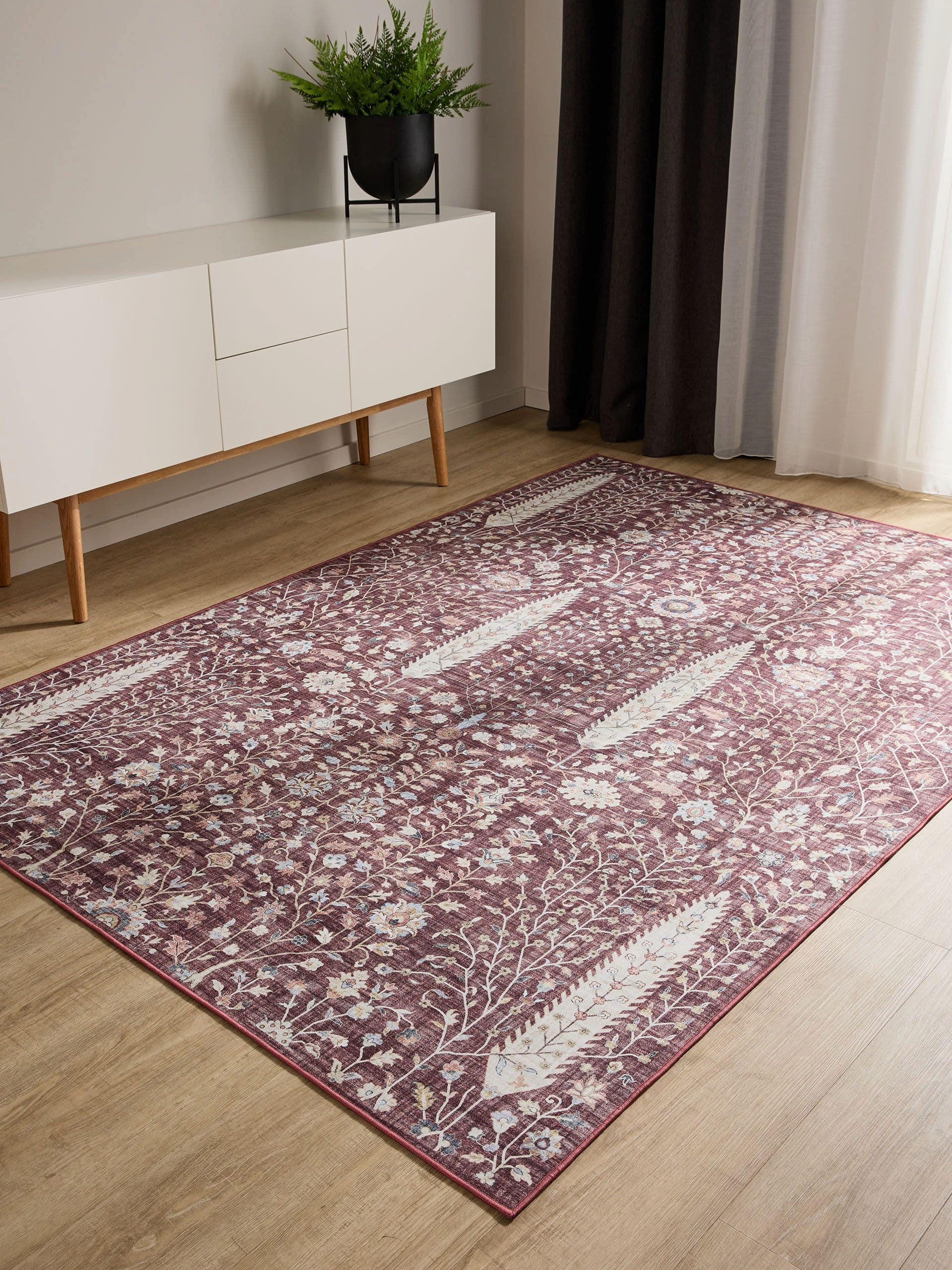 VINTAGE-TEPPICH George waschbar 200x300 cm - Bordeaux, Kunststoff (200/300cm) - benuta