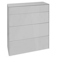 KOMMODE Elfi 82x42x89 Hochglanz Kreidegrau/Glas Kreidegrau - Hellgrau, Holzwerkstoff (82/89/42cm) - 58aufmkessel