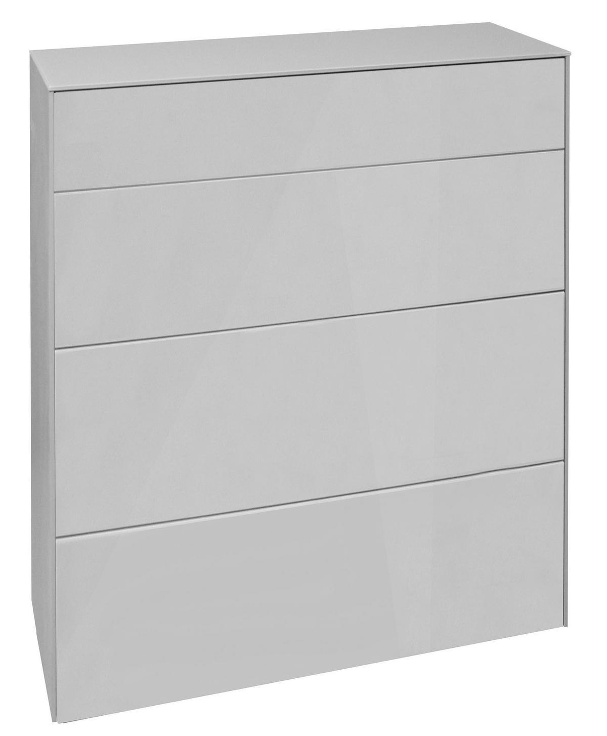 KOMMODE Elfi 82x42x89 Hochglanz Kreidegrau/Glas Kreidegrau - Hellgrau, Holzwerkstoff (82/89/42cm) - 58aufmkessel