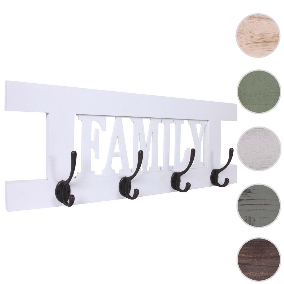 WANDGARDEROBE FAMILY SHABBY-LOOK Reinweiß - Weiß, Holz (60/21/2cm) - MCW