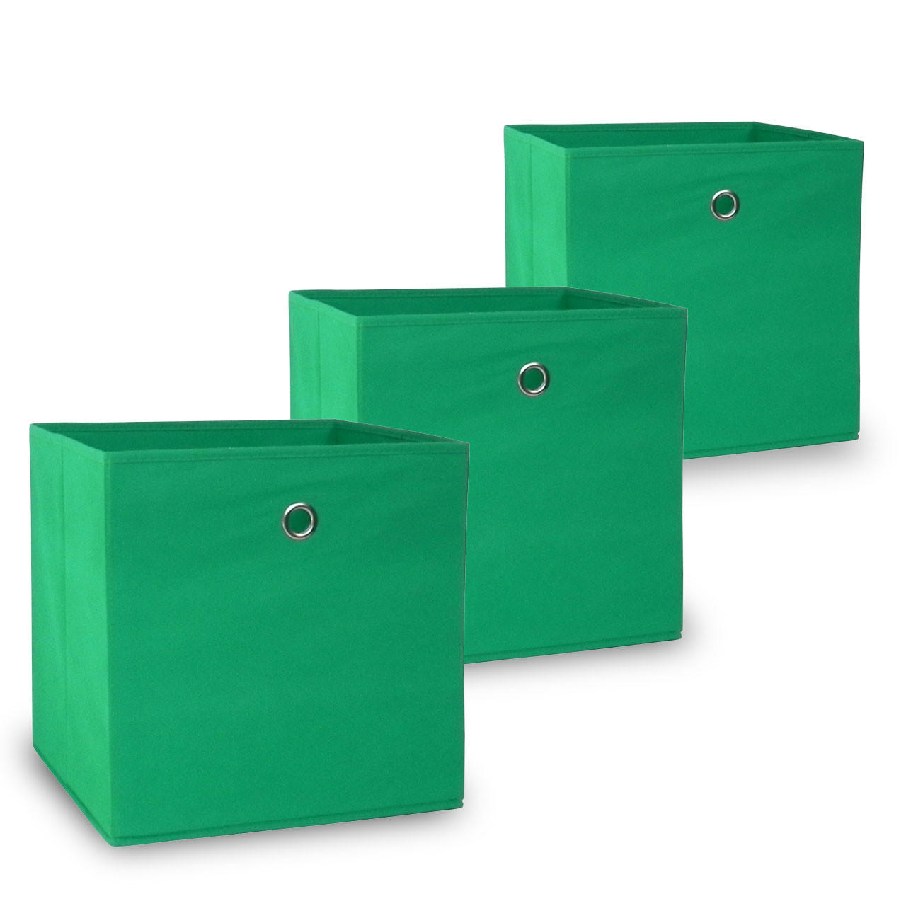 FALTBOX Oslo Grün 3er-Set - Grün, Textil (32/32/32cm) - Vladon