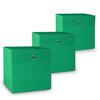 FALTBOX Oslo Grün 3er-Set - Grün, Textil (32/32/32cm) - Vladon