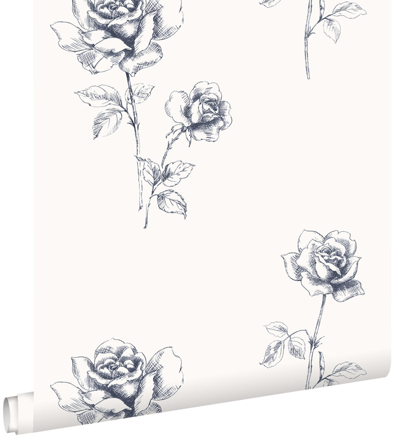 TAPETE Rosen 53 cm x 10.05 m - Blau, Papier (53/1000cm) - ESTAhome