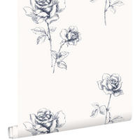 TAPETE Rosen 53 cm x 10.05 m - Blau, Papier (53/1000cm) - ESTAhome